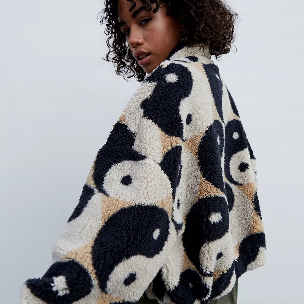 Urban Outfitters Brown Yin & Yang Fleece Jacket
